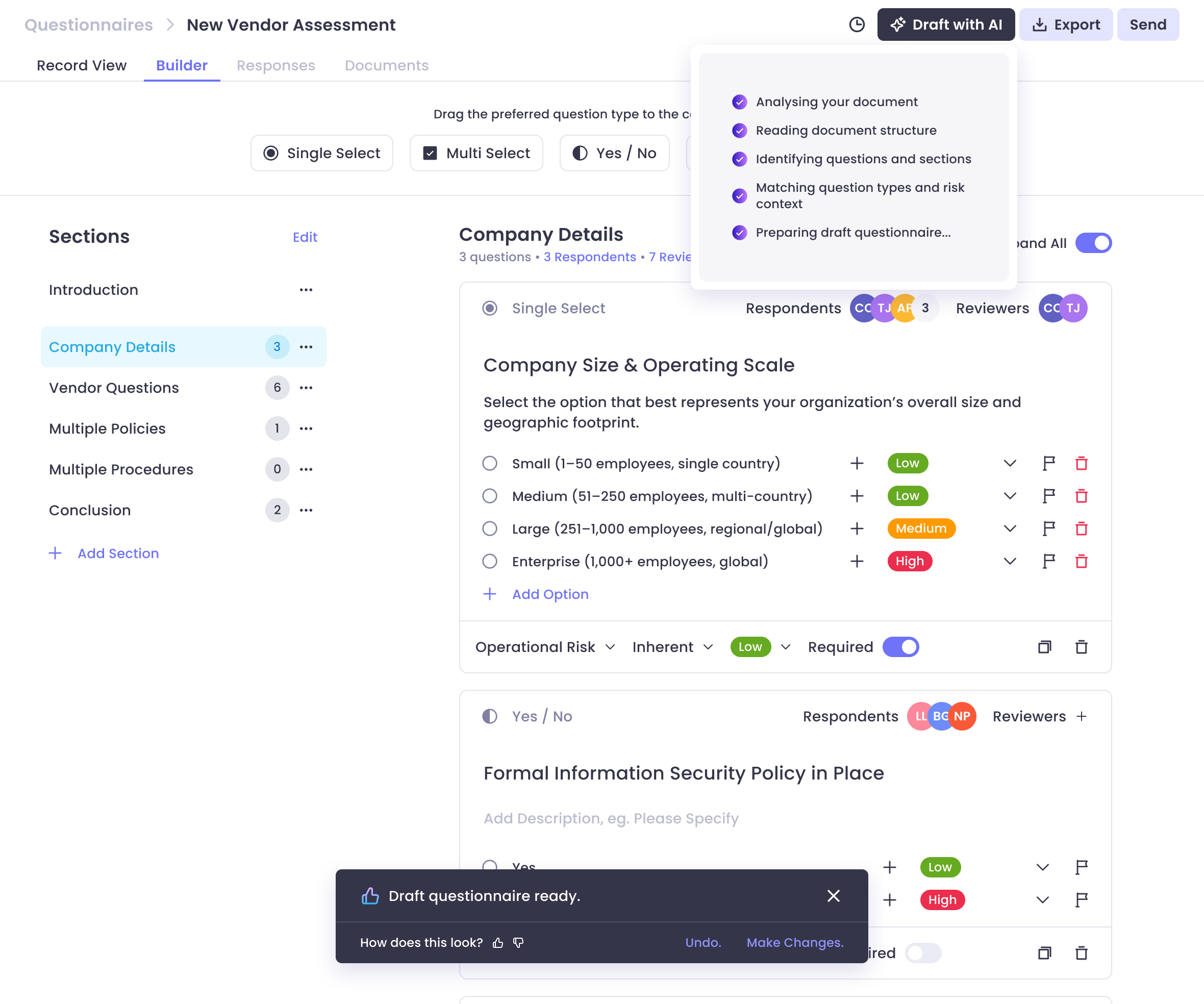 Question-level AI insights interface